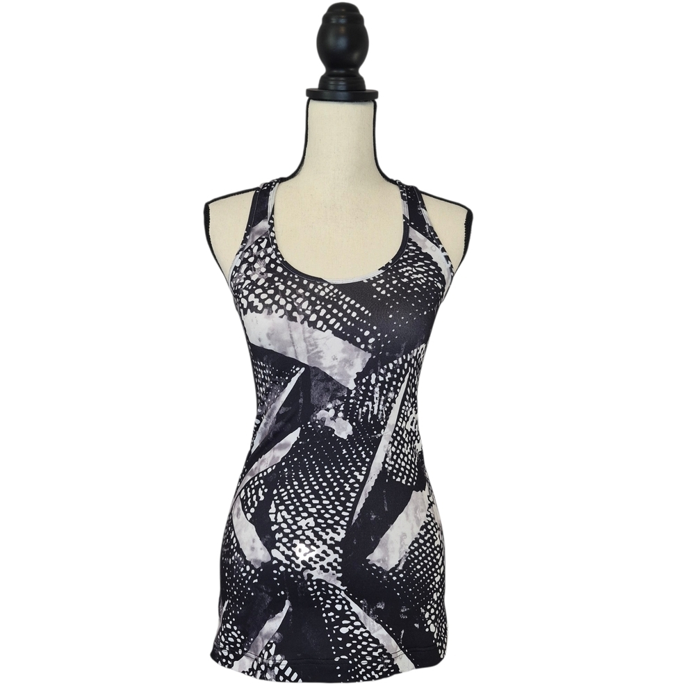 Lululemon Top Cool Racerback Tank Static Mist White Black Women's Size 4